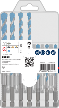 „Bosch EXPERT HEX-9“ daugiafunkcinių statybinių grąžtų rinkinys, 7 vnt.